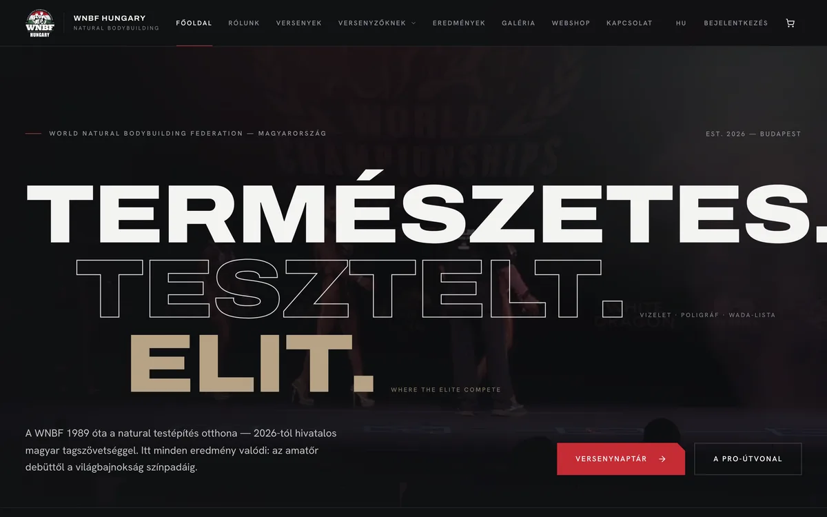 WNBF HUNGARY — Sportszövetségi platform — projekt screenshot
